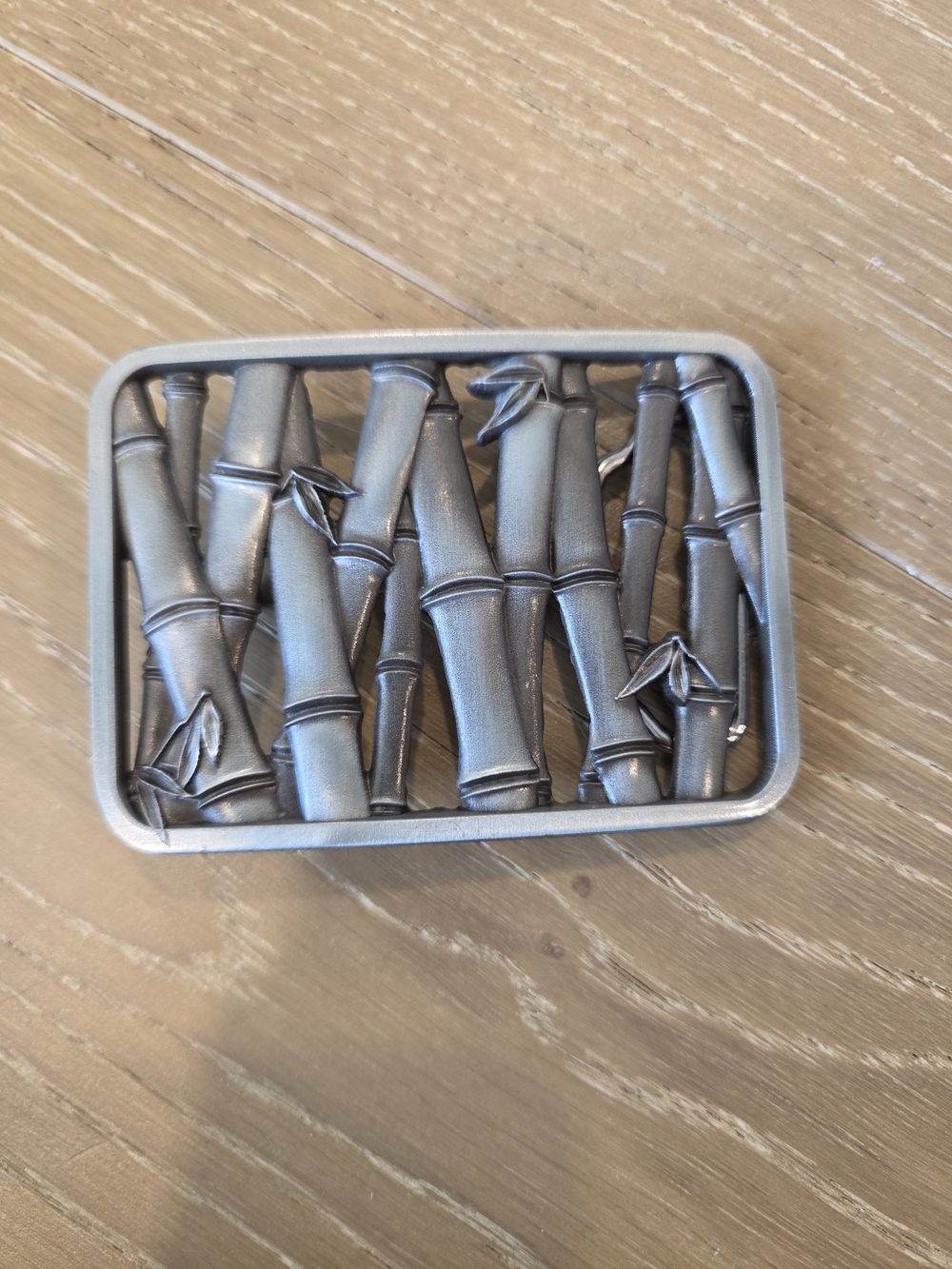 Silver Tone 3D Bamboo Design Metal Belt Buckle